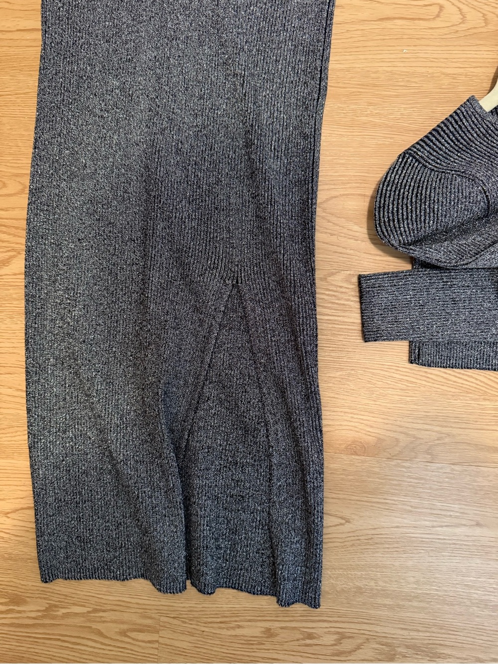 Zara Metallic Gray Ribbed Two-Piece Set - Picture 6 of 6